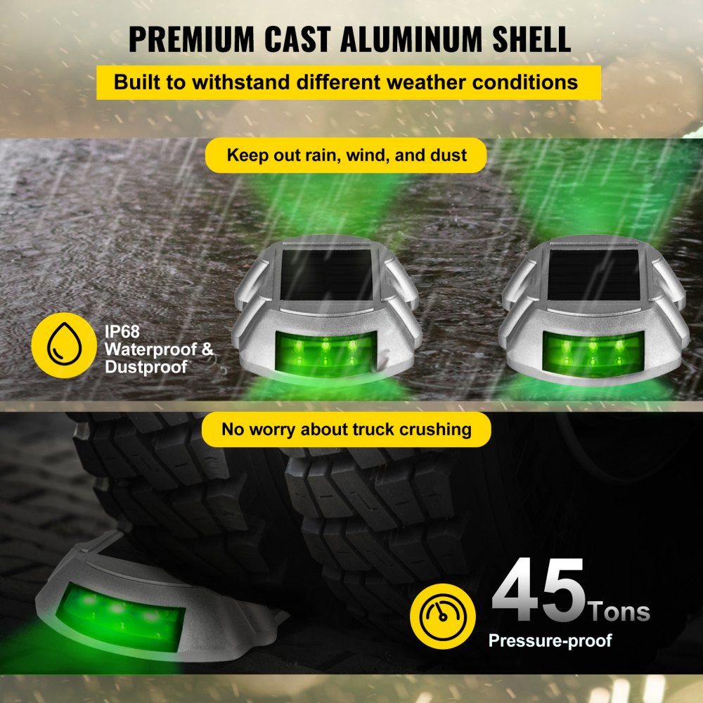 Luces de entrada solares VEVOR con carcasa impermeable IP68 y resistente a una presión de 45 toneladas.