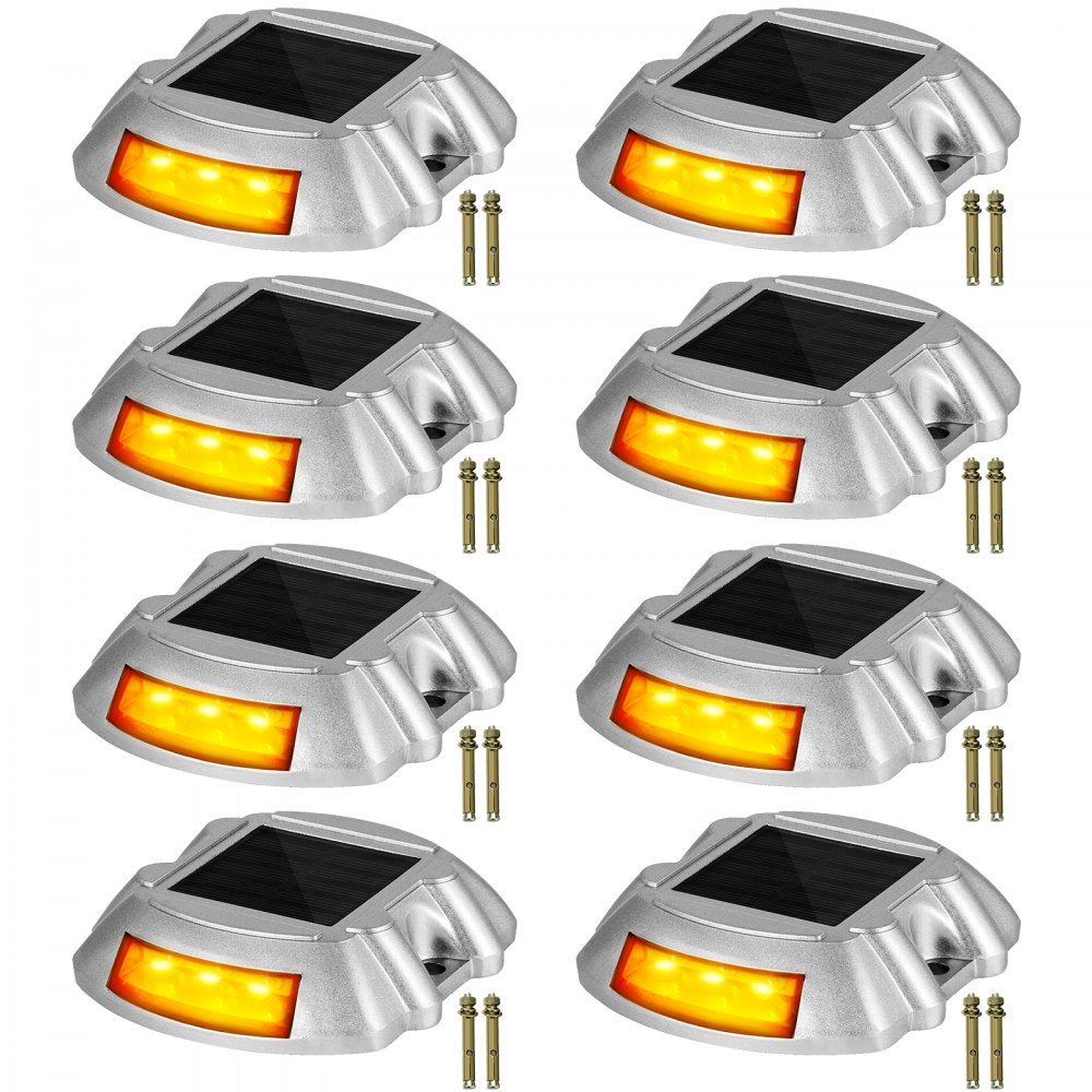 VEVOR Luces de entrada, luces solares de entrada Paquete de 8 luces de muelle con interruptor, en naranja