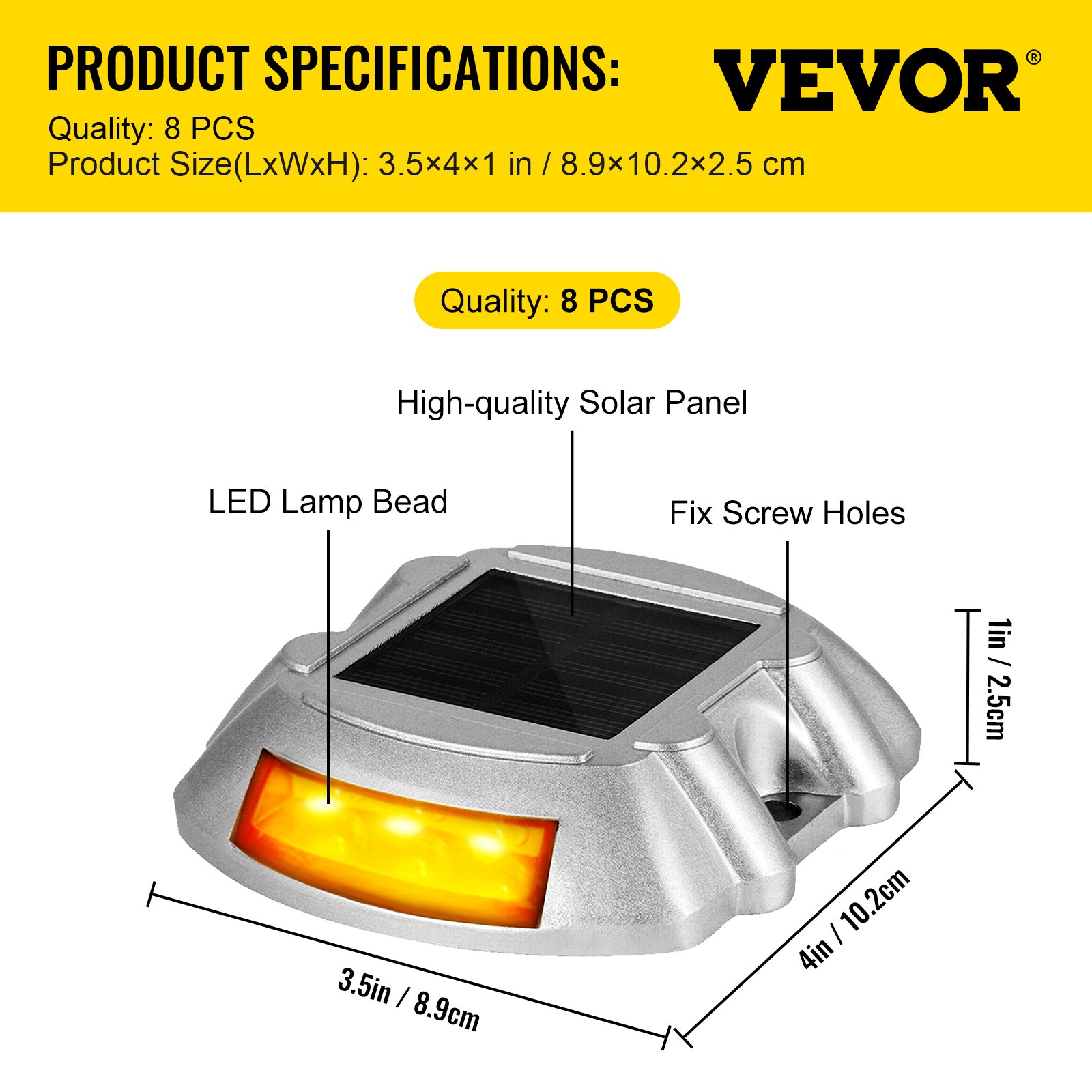 Luces de entrada solares VEVOR con panel solar de alta calidad, lámpara LED y orificios para tornillos fijos.