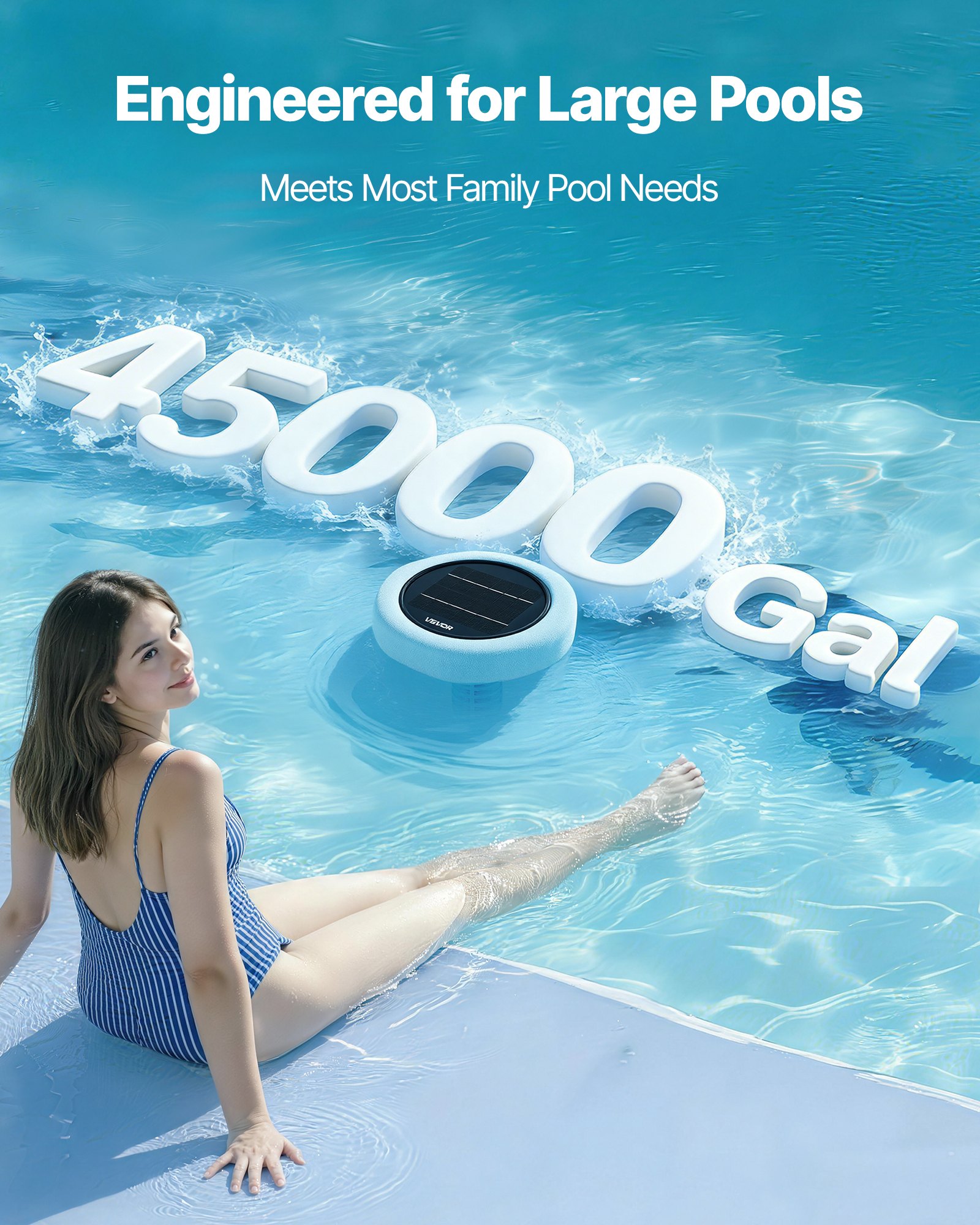 VEVOR Ionizador Solar para Piscinas hasta 170.343 L, Purificador de Agua con Ionización de Cobre Hexágono, con Ánodo de Cobre, Resorte, Cepillo para Evitar Olores Desagradables, Molestias en Piel