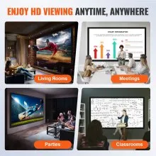 120 "16: 9 Pantalla de Proyector Marco Fijo 4K HDTV Movie Theater 3D
