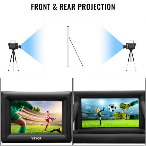 VEVOR Pantalla de cine inflable Pantalla de proyector inflable de 24 pies para exteriores con soplador de aire de 360 W Pantalla inflable Material de tela Oxford Pantalla de soplado para películas al aire libre Soporta proyección frontal/trasera