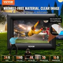 VEVOR Pantalla de cine inflable Pantalla de proyector inflable de 24 pies para exteriores con soplador de aire de 360 W Pantalla inflable Material de tela Oxford Pantalla de soplado para películas al aire libre Soporta proyección frontal/trasera