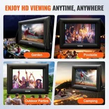 VEVOR Pantalla de cine inflable Pantalla de proyector inflable de 24 pies para exteriores con soplador de aire de 360 W Pantalla inflable Material de tela Oxford Pantalla de soplado para películas al aire libre Soporta proyección frontal/trasera