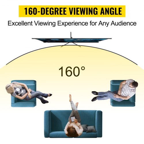 VEVOR Pantalla para Proyector 100" Pantalla de Proyector 16:9 4K HD Pantalla de Proyector con Trípode Altura Ajustable 200-250 cm Pantalla Proyector Portátil 227x127 cm para Cine en Casa Presentación