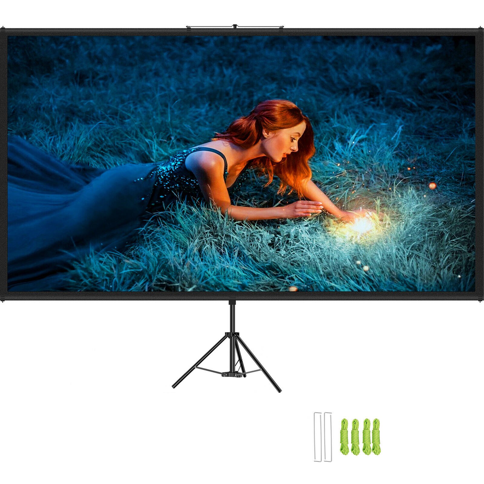 VEVOR Pantalla para Proyector 100" Pantalla de Proyector 16:9 4K HD Pantalla de Proyector con Trípode Altura Ajustable 200-250 cm Pantalla Proyector Portátil 227x127 cm para Cine en Casa Presentación