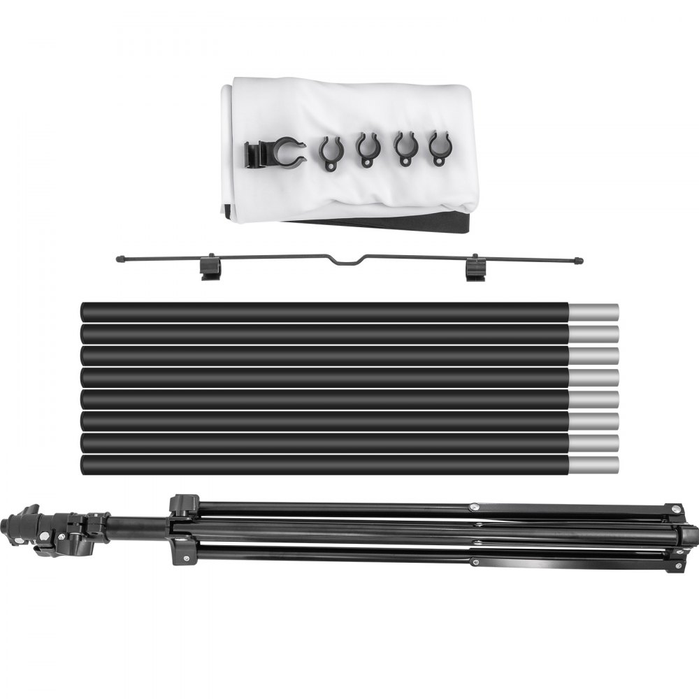 VEVOR Pantalla para Proyector 110" Pantalla de Proyector 16:9 4K HD Pantalla de Proyector con Trípode Altura Ajustable 200 - 250 cm 160 Grados 244 x 137 cm para un Cine, Casa, una Sala Multimedia