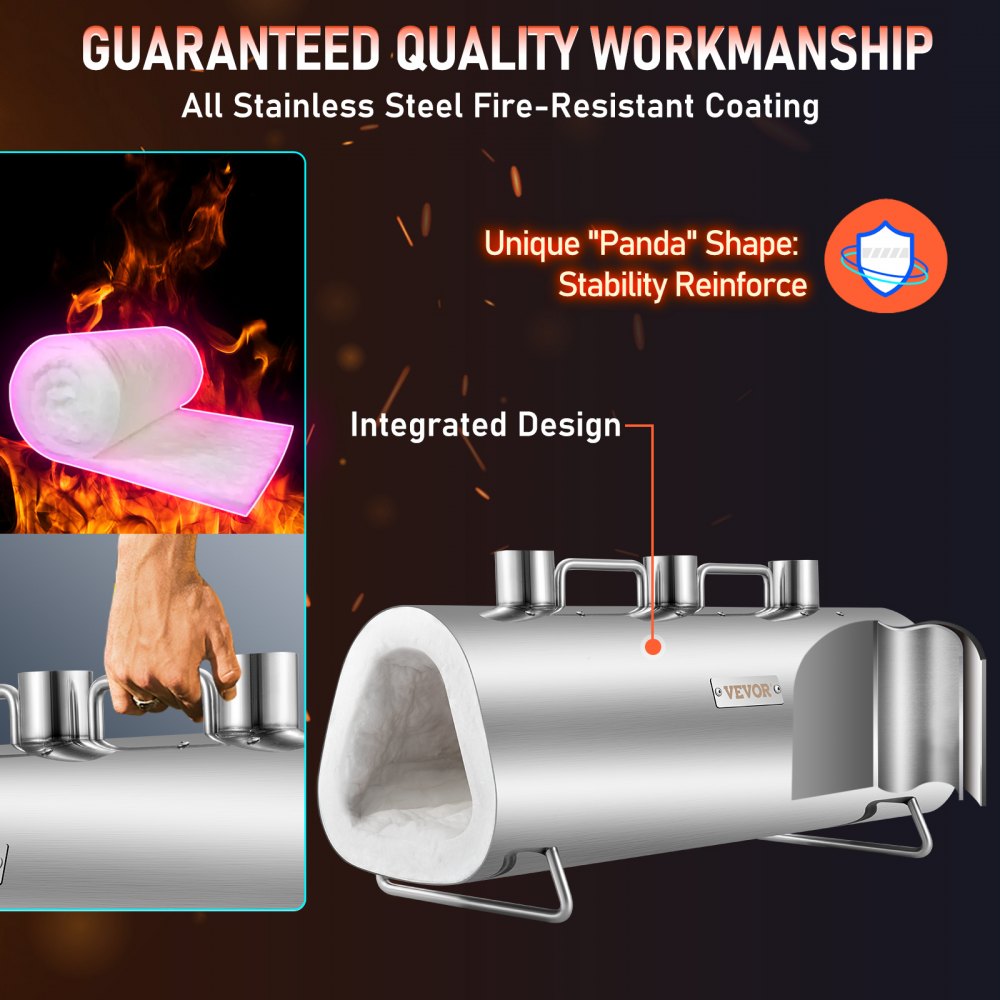 VEVOR Forge portátil, herramienta de triple quemador y fabricación de cuchillos, forjas de herrero de gran capacidad, mini horno de herrería, herramientas y equipos de forja de gas de acero inoxidable, ovalado