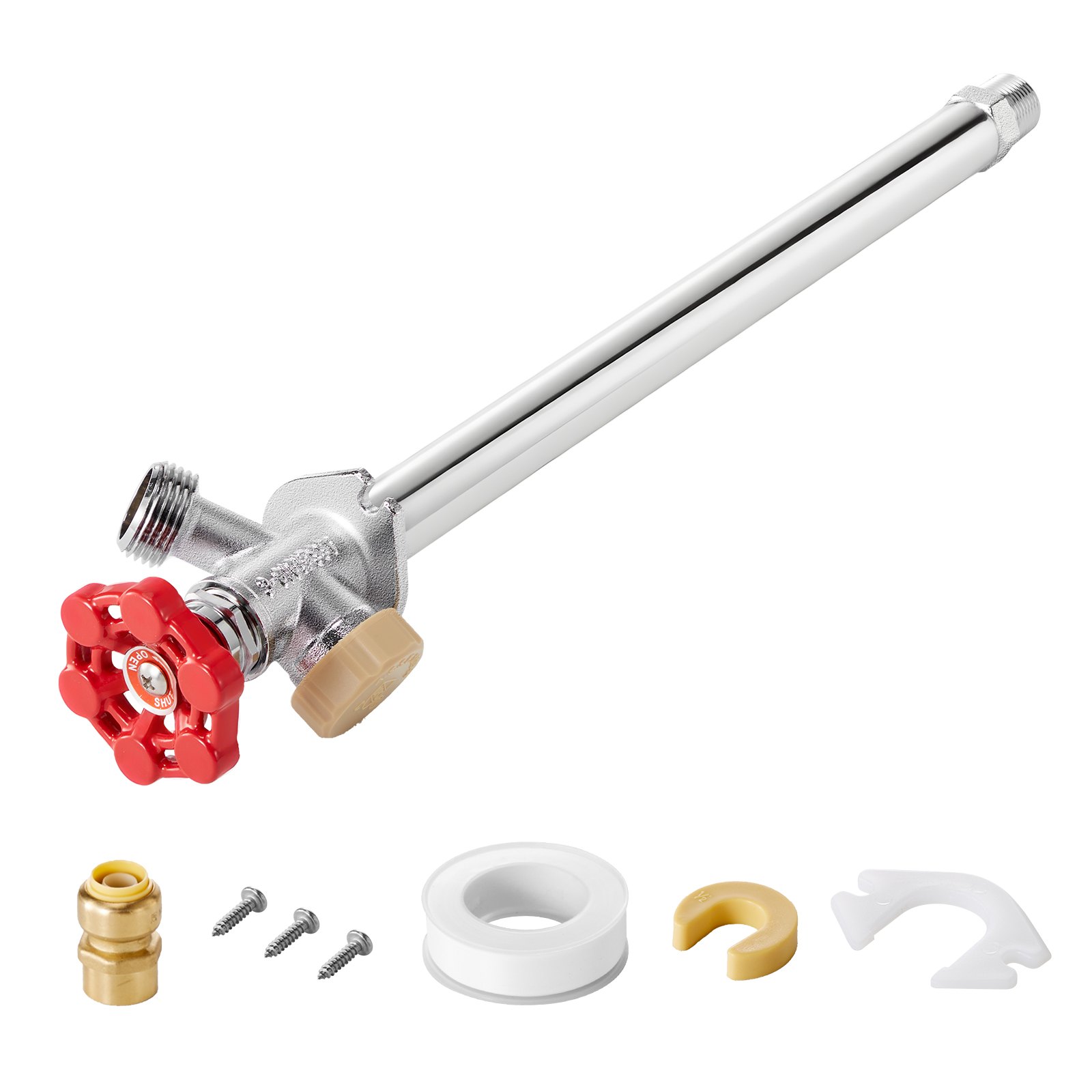 Grifo de alféizar anticongelante VEVOR, grifo exterior anticongelante de 30 cm con válvula antirreflujo, conector de presión de 1,27 cm x grifo de manguera de 1,91 cm, grifo anticongelante sin plomo para tuberías de cobre PEX y CPVC