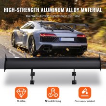 Alerón de coche VEVOR GT Wing, alerón universal de 43,3 pulgadas con una sola cubierta, aluminio ligero ajustable, alerón trasero de coche, alerón de carreras BGW/JDM Drift negro