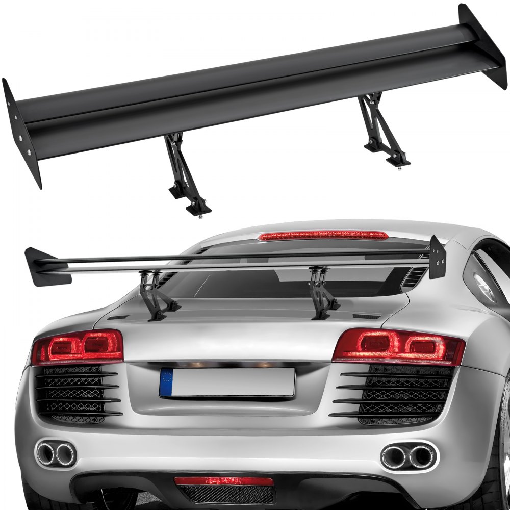 Alerón trasero VEVOR GT Wing de 53,1 pulgadas, universal, de doble capa, ajustable, de aluminio ligero, para carreras, BGW/JDM Drift, color negro