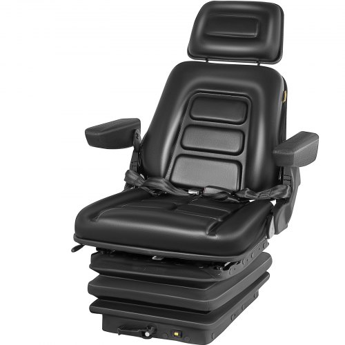 VEVOR Asiento con suspensión Respaldo ajustable Reposacabezas Reposabrazos, Asiento de montacargas con rieles deslizantes, Plegable de servicio pesado para tractor Carretilla elevadora Excavadora Minicargadora