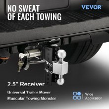 Enganche de remolque ajustable VEVOR, montaje de bola de enganche de elevación y caída de 6 pulgadas, receptor de 2,5 pulgadas, clasificación de 22 000 libras, bolas de acero inoxidable de 2 y 2-5/16 pulgadas con cerradura de llave, para remolque de camiones automotrices