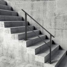 Barandilla de escalera exterior VEVOR, se adapta a pasamanos de hierro forjado de transición de 1 a 4 escalones, barandilla de escalera exterior ajustable, pasamanos para escalones de hormigón con kit de instalación, pasamanos exterior negro mate
