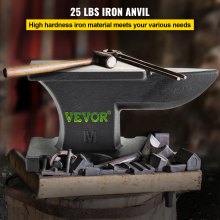 VEVOR Yunque de hierro fundido, yunque de cuerno único de 25 libras (11 kg) con encimera de 6,8 x 3,5 pulgadas y base estable, herrero de yunque de cuerno redondo resistente de alta dureza, para doblar y dar forma