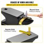 Yunque de hierro fundido VEVOR, yunque de un solo cuerno de 100 libras (45 kg) con encimera de 10,4 x 5 pulgadas y base estable, herrero de yunque de cuerno redondo resistente de alta dureza, para doblar, dar forma, torcer