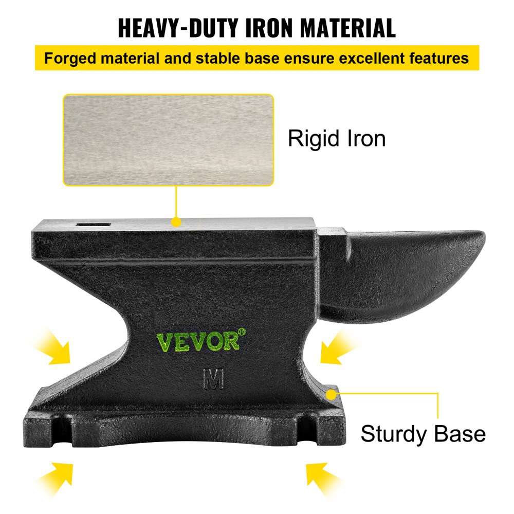 Yunque de hierro fundido VEVOR con hierro rígido y base resistente para uso intensivo.