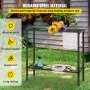 Banco de jardinería VEVOR, 99 cm de largo x 38 cm de ancho x 84 cm de alto, estación de trabajo de acero para exteriores con patas de goma y bolsa de malla, mesa de jardinería multiusos de doble capa para invernadero, patio, porche y jardín, color negro
