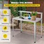 VEVOR Banco para Macetas de 111 x 60,5 x 112 cm Estación de Trabajo para Exteriores de Acero con Patas de Goma, Mesa de Jardinería Multiusos de Doble Capa para Invernadero, Patio, Porche, Plateado