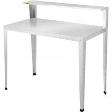 VEVOR Banco para macetas, 44 pulgadas de largo x 24 pulgadas de ancho x 44 pulgadas de alto, estación de trabajo de acero resistente a la intemperie para exteriores con pies de goma, mesa de jardinería multiusos de doble capa para invernadero, patio, porche, patio trasero, plateado