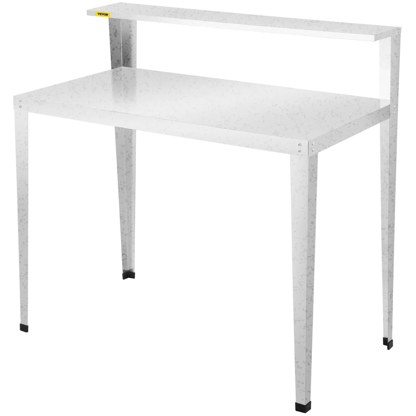 Banco para macetas de acero VEVOR con estante y cuatro patas resistentes, ideal para tareas de jardinería.
