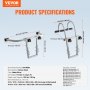 VEVOR Estabilizador de Escalera Gancho Separador de Escalera de Pared Extensible Accesorios para Escalera de Caballete de Techo Barra en T con Agarre de Goma de Acero Acceso a Techos Empinados