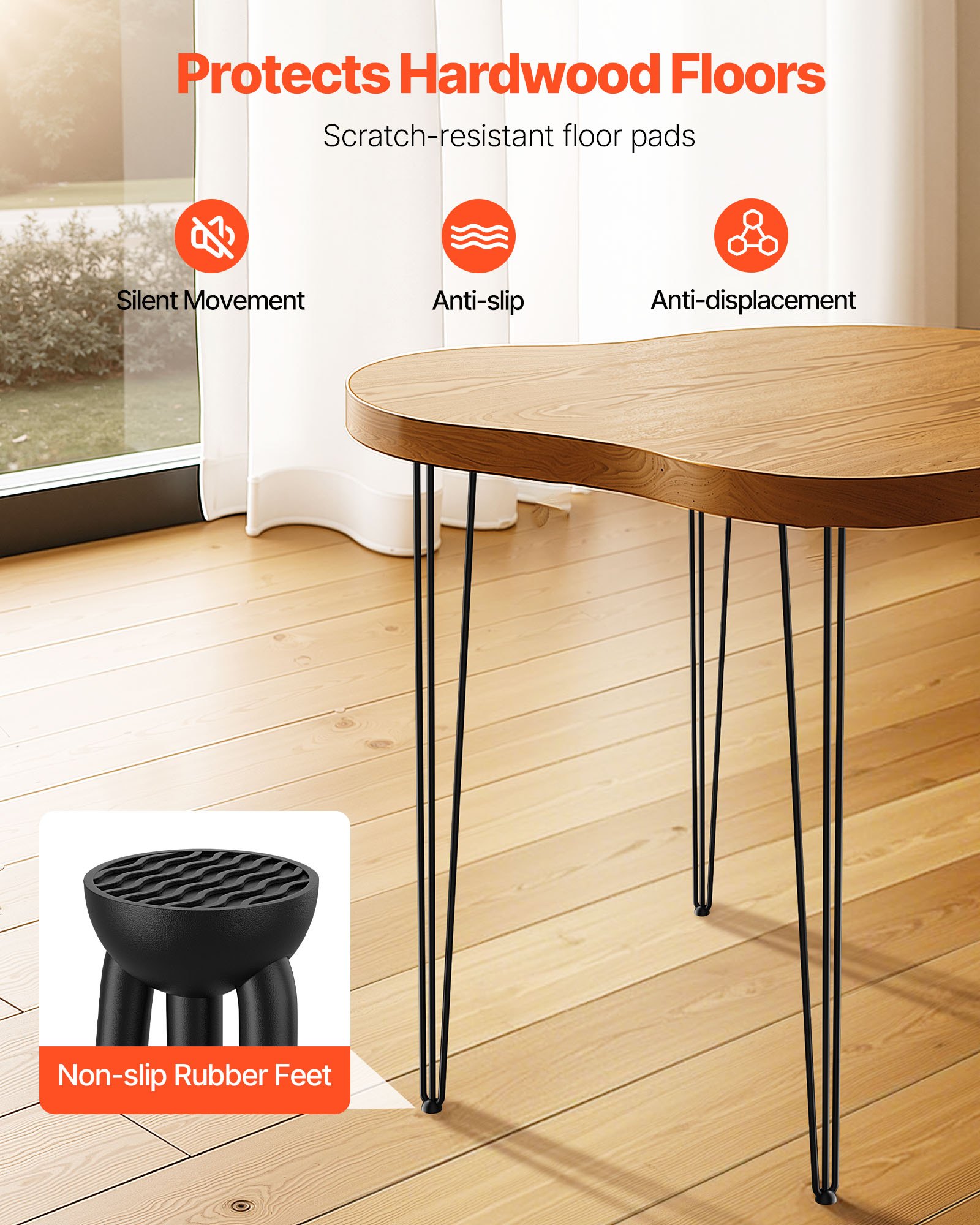 VEVOR - Patas de mesa de horquilla de 91 cm, color negro, juego de 4, capacidad de carga de 100 kg por pata, 3 varillas para banco, escritorio, mesa auxiliar de comedor, sillas, acero al carbono, para bricolaje, patas resistentes para muebles.