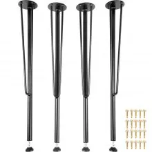 VEVOR Hairpin Patas de mesa de metal Juego de 4 patas de escritorio de 28 pulgadas Patas de banco de trabajo pesado Patas de muebles de metal de 3 varillas Patas de mesa de café de hierro forjado Hogar DIY para mesa de comedor con protectores de piso de goma Negro