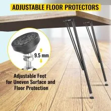 VEVOR Hairpin Patas de mesa de metal Juego de 4 patas de escritorio de 28 pulgadas Patas de banco de trabajo pesado Patas de muebles de metal de 3 varillas Patas de mesa de café de hierro forjado Hogar DIY para mesa de comedor con protectores de piso de goma Negro