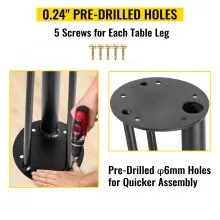 VEVOR Hairpin Patas de mesa de metal Juego de 4 patas de escritorio de 28 pulgadas Patas de banco de trabajo pesado Patas de muebles de metal de 3 varillas Patas de mesa de café de hierro forjado Hogar DIY para mesa de comedor con protectores de piso de goma Negro