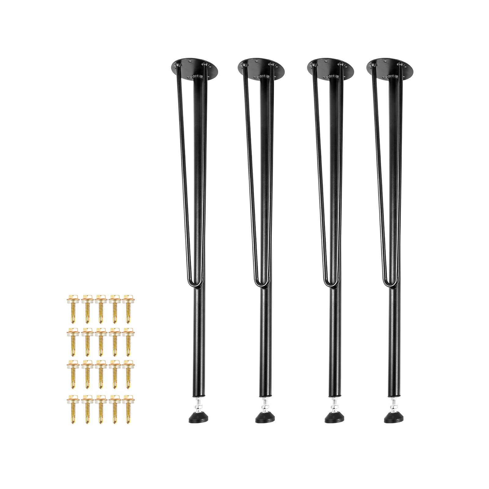 Patas de escritorio VEVOR de 71 cm (paquete de 4), resistentes soportes de hierro de 3 varillas para mesas de bricolaje, incluye patas de goma, color negro