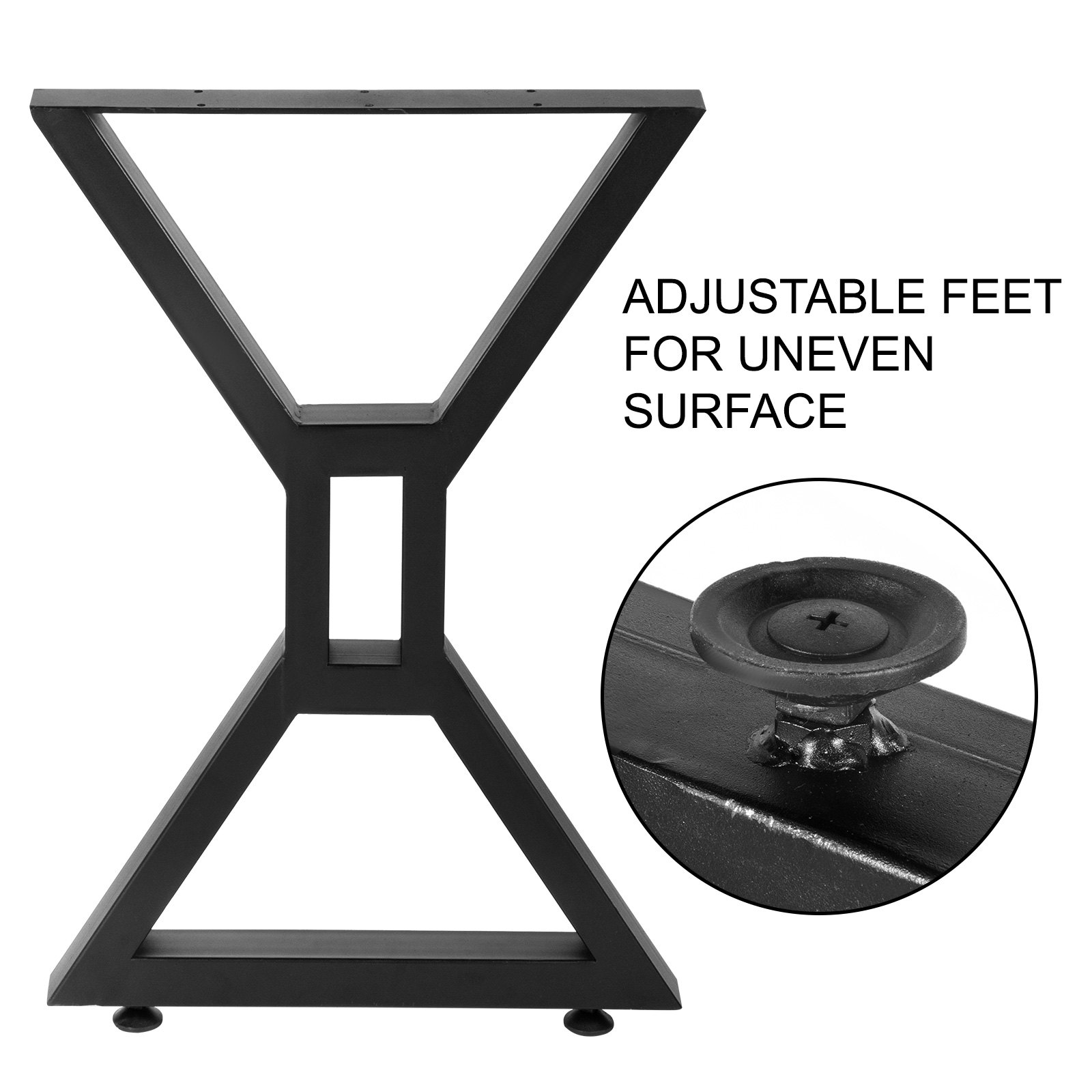 Patas de mesa de comedor VEVOR con pies ajustables para superficies irregulares.