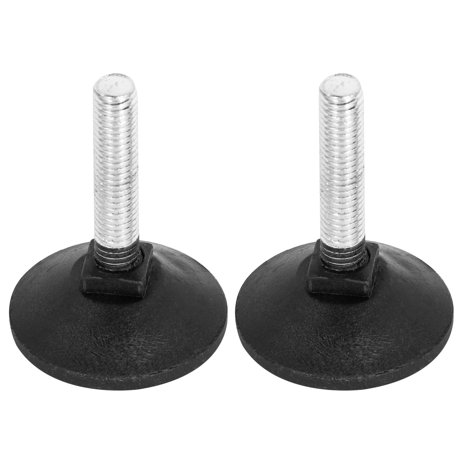 Patas de mesa de comedor VEVOR con bases negras resistentes y varillas roscadas plateadas sobre fondo blanco.