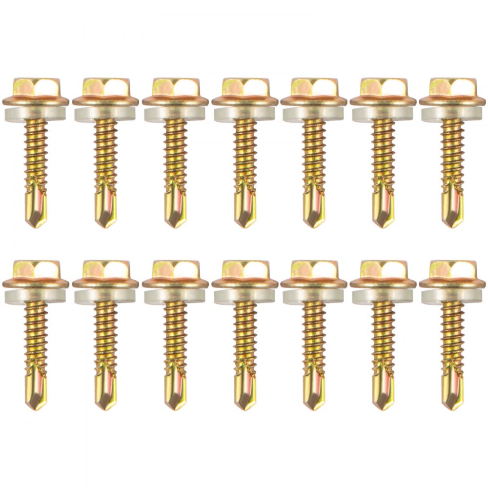 Tornillos de color dorado en dos filas de seis, adecuados para patas de mesa de metal VEVOR.