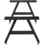 Patas de mesa de metal VEVOR negras con soporte resistente y pies plateados ajustables.