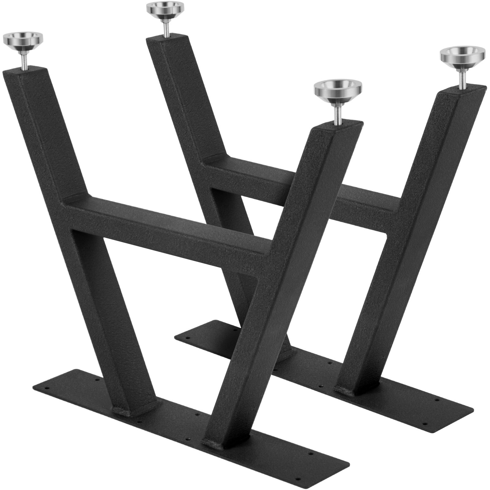 Patas de mesa de metal VEVOR negras con pies ajustables en un robusto diseño en forma de H.