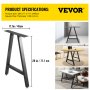 VEVOR Patas Muebles de Mesa 2 Pcs Patas de Mesa para Muebles 71,1 x 45 cm Patas para Escritorio Acero Patas Mesa Industrial Carga 800 Libras