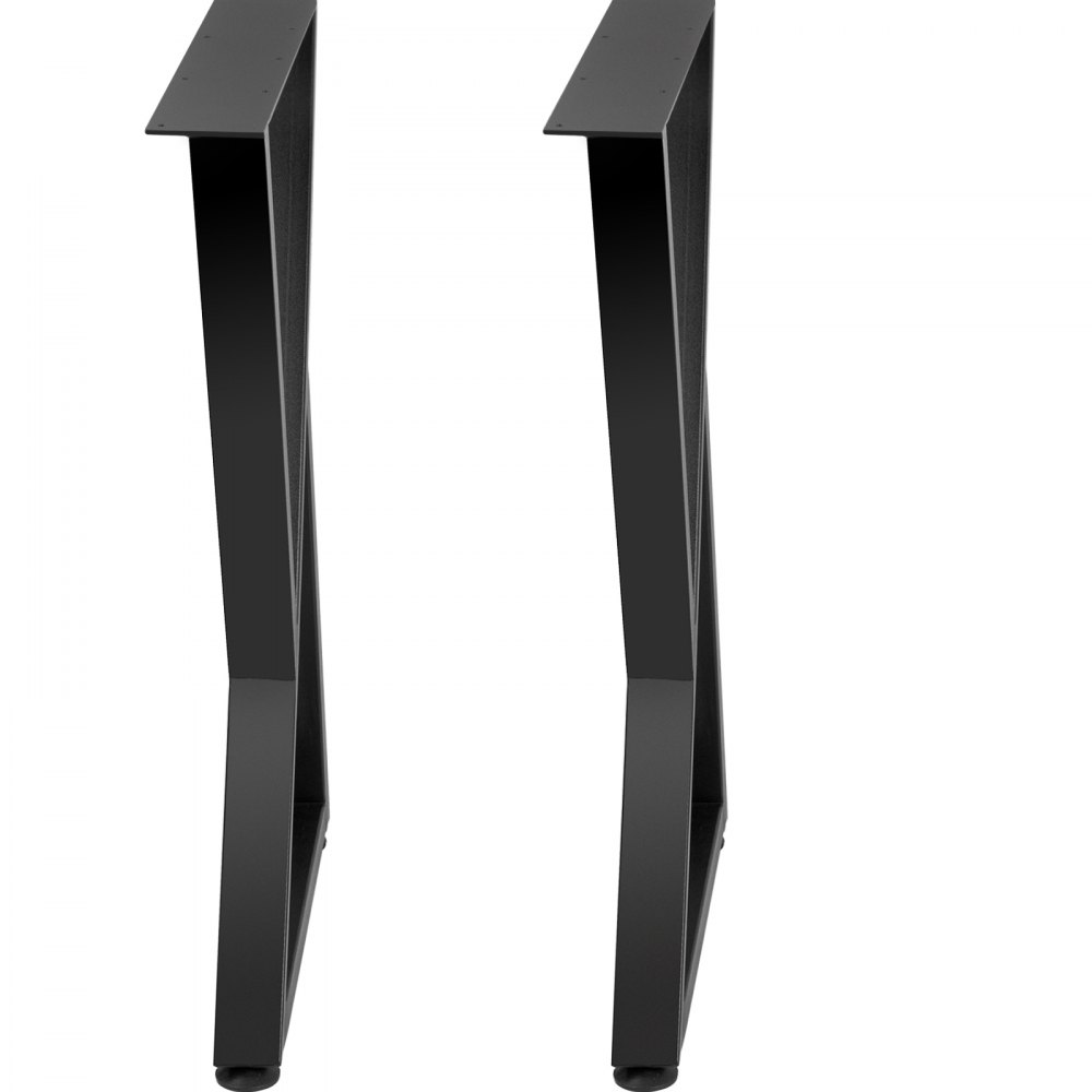 Patas de mesa de metal VEVOR en color negro con diseño en ángulo y superficies superiores planas.