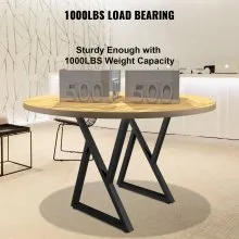 VEVOR Patas de mesa de metal, patas de escritorio de 28 x 18 pulgadas, juego de 2, patas de banco resistentes, patas de muebles de metal en forma de Z, patas de mesa de café de hierro forjado, bricolaje casero para mesa de comedor con protectores de piso de goma, mate