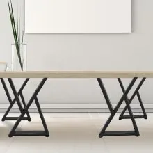 VEVOR Patas de mesa de metal, patas de escritorio de 28 x 18 pulgadas, juego de 2, patas de banco resistentes, patas de muebles de metal en forma de Z, patas de mesa de café de hierro forjado, bricolaje casero para mesa de comedor con protectores de piso de goma, mate