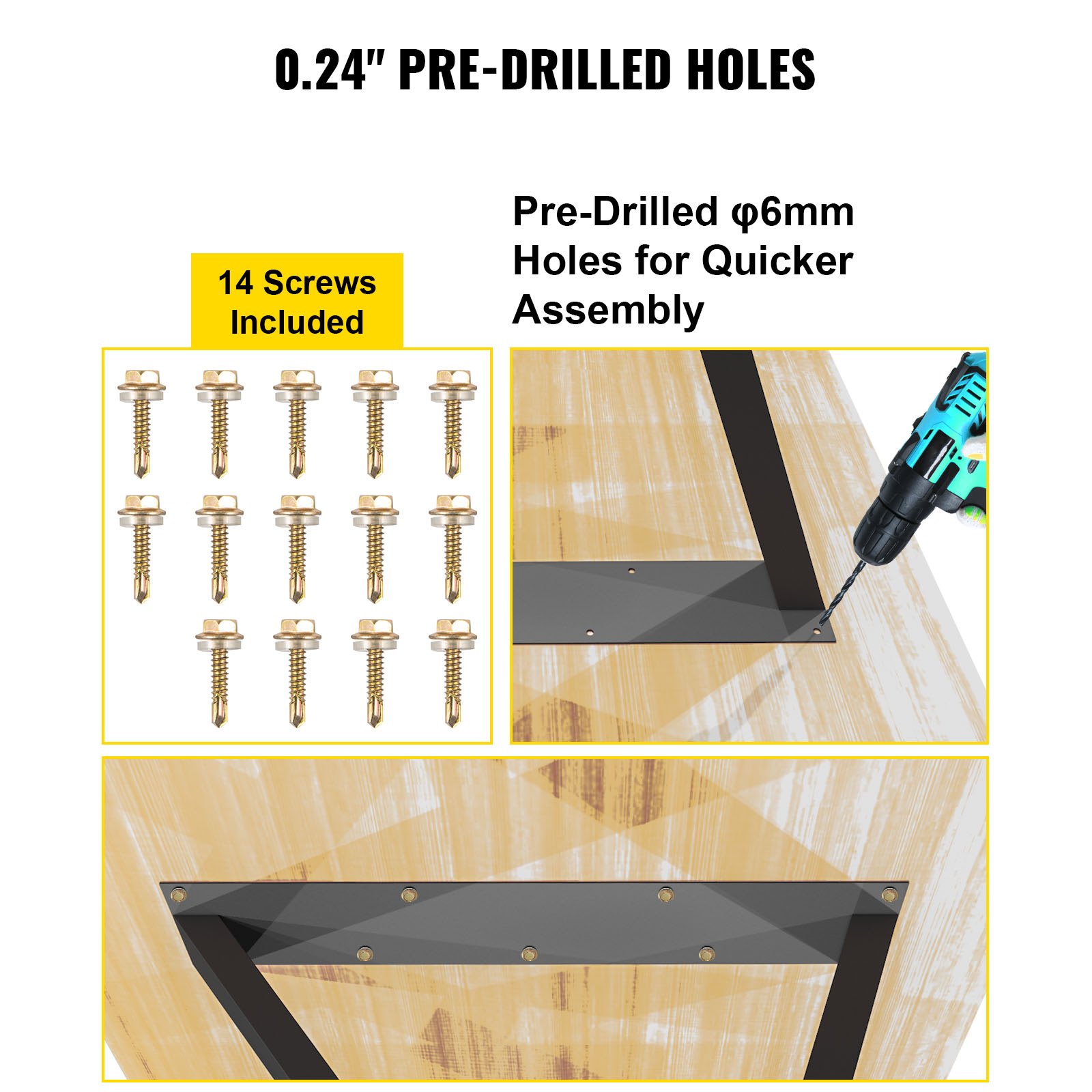 Patas de mesa de metal VEVOR, patas de escritorio de 71 x 45 cm, juego de 2, patas de banco resistentes, patas de metal en forma de Z para muebles, patas de hierro forjado para mesa de centro, bricolaje casero para mesa de comedor con protectores de suelo de goma y tapete.