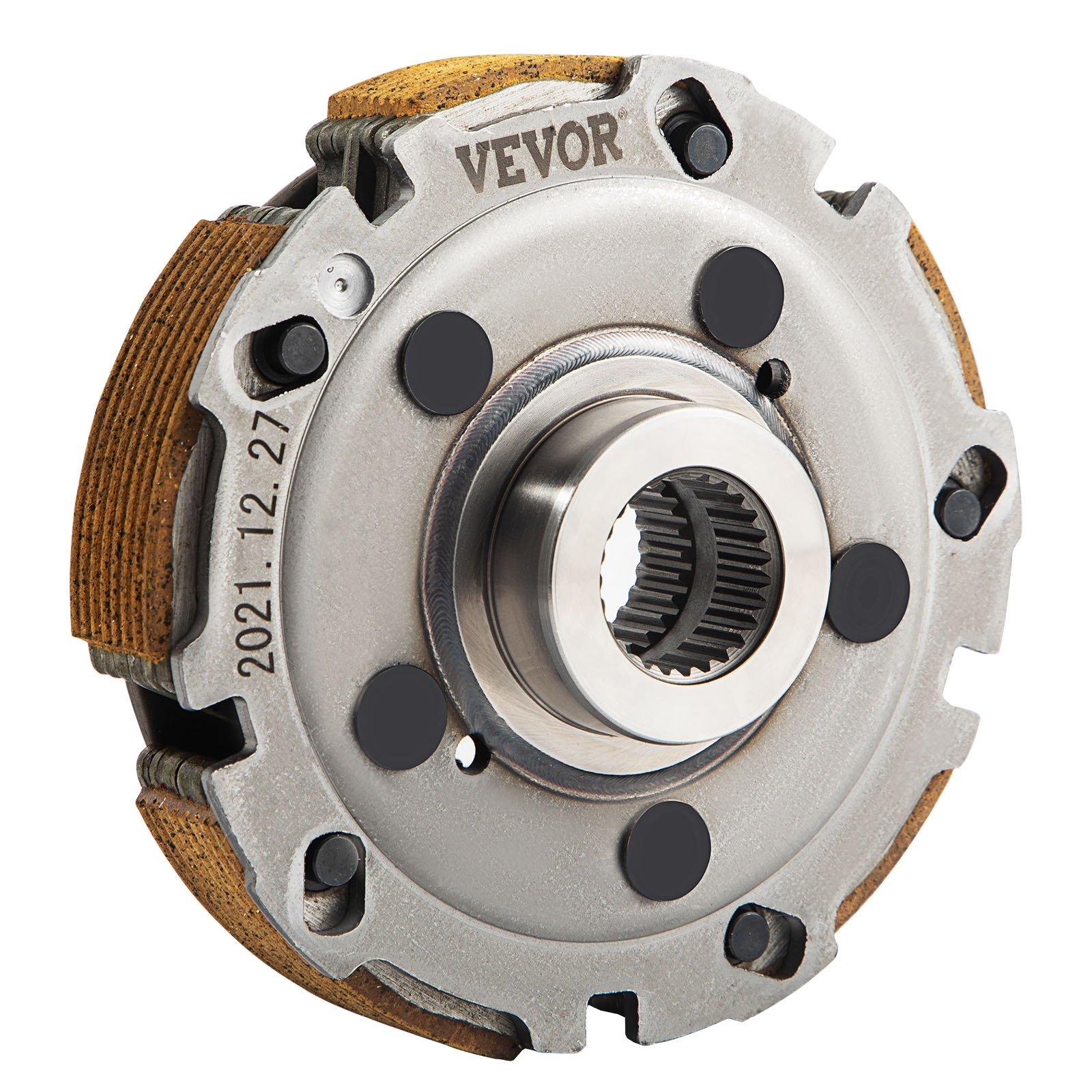 Conjunto de kit de embrague húmedo VEVOR con placas de fricción metálicas y marrones.
