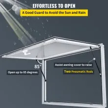 VEVOR Ventana de concesión de 36 x 36 pulgadas, puerta de ventana de servicio con cerradura de horquilla de doble punto, puerta de toldo de concesión de hasta 85 grados para camiones de comida, vidrio no incluido