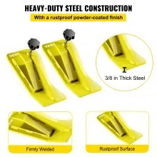 VEVOR Protector de cubo de tractor, 2 protectores de borde de esquí, protector de deslizamiento de domador de césped de 12 pulgadas de largo, 4 pulgadas de ancho, accesorio de cubo de acero resistente para quitar hojas de nieve, esparcir grava, amarillo