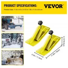 VEVOR Protector de cubo de tractor, 2 protectores de borde de esquí, protector de deslizamiento de domador de césped de 12 pulgadas de largo, 4 pulgadas de ancho, accesorio de cubo de acero resistente para quitar hojas de nieve, esparcir grava, amarillo