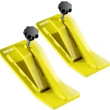 VEVOR Protector de cubo de tractor, 2 protectores de borde de esquí, protector de deslizamiento de domador de césped de 12 pulgadas de largo, 4 pulgadas de ancho, accesorio de cubo de acero resistente para quitar hojas de nieve, esparcir grava, amarillo