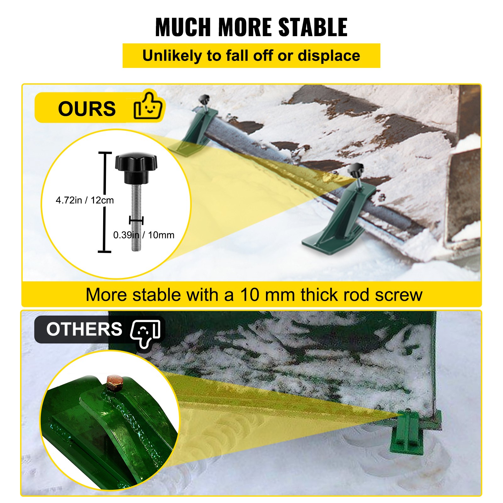 Protector de cucharón para tractor VEVOR con tornillo de varilla grueso para una mayor estabilidad en la nieve.