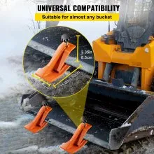 VEVOR Protector de cubo de tractor, 2 protectores de borde de esquí, protector de deslizamiento de domador de césped de 12 pulgadas de largo, 4 pulgadas de ancho, accesorio de cubo de acero resistente para quitar hojas de nieve, esparcir grava, naranja