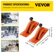 VEVOR Protector de cubo de tractor, 2 protectores de borde de esquí, protector de deslizamiento de domador de césped de 12 pulgadas de largo, 4 pulgadas de ancho, accesorio de cubo de acero resistente para quitar hojas de nieve, esparcir grava, naranja