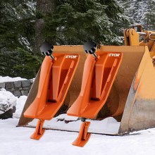 VEVOR Protector de cubo de tractor, 2 protectores de borde de esquí, protector de deslizamiento de domador de césped de 12 pulgadas de largo, 4 pulgadas de ancho, accesorio de cubo de acero resistente para quitar hojas de nieve, esparcir grava, naranja